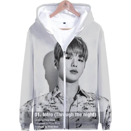 KPOP Korean male singer Kang Daniel Album color on me 3D print Zipper hooded sweatshirt Men/Women Casual Zipper clothes