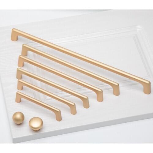 Square Golden handle modern minimalist cabinet bedroom door pulls Nordic style extended drawer round handle Knobs hardware