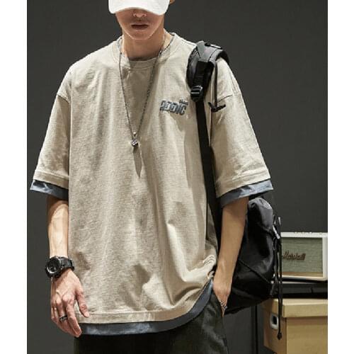 Summer Short-Sleeved T-Shirt 2021 New Summer Loose Cotton Solid Color Half-Sleeved Shirt Hip-Hop Rock Punk MenS Shirt T-Shirt