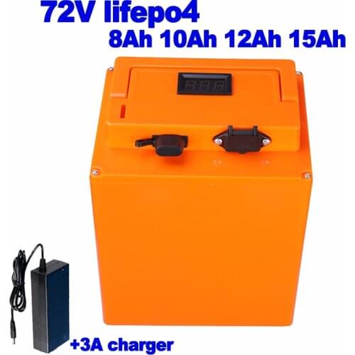 LiFePO4 72v 8Ah 10Ah 12Ah 15Ah Battery Pack Electric scooter ebike 1400W gear hub Motor Rickshaw Golf cart tricycle + 3A charger
