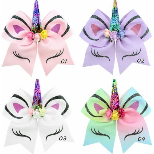 MengNa Rainbow Color 7inch Floral Print Ribbon Hairbows,hair Ribbon bows Ponytail Holder Girls' Hair Accessories,20cs/lot