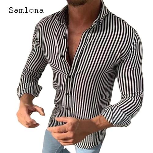 Men Elegant Fashion Tops Basic Shirt Long Sleeve Model Stripe Blouse 2021 Single-Breasted Autumn Casual Shirt Sexy Mens clothing