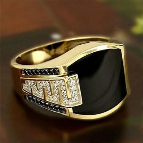 Gold Color Hip-Hop Ring for Men Punk Style Inlaid Zircon Party Punk Motor Biker Rings Fashion Creative Jewelry Gift