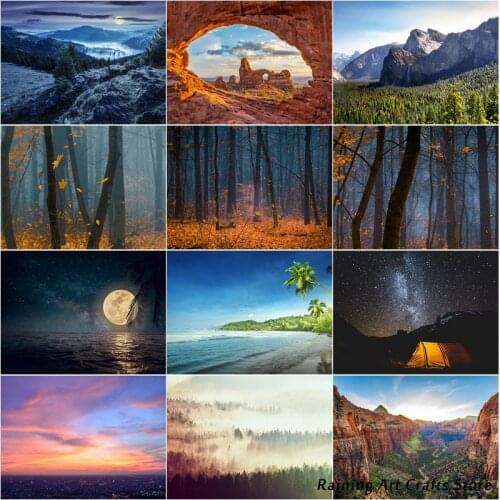 5D Diy Diamond Painting Moon Starry Sky Rock Cave Embroidery Full Round Square Drill Cross Stitch Kits Mosaic Rhinestone Decor