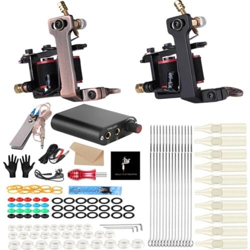2 Coil Tattoo Machine Set Premanent Makeup Machine Tattoo Set Complete Tattoo Kit Tattoo Power Supply Needles for Tattoo Starter