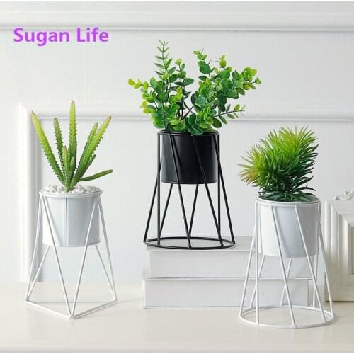 Sugan Life Wrought Iron Double Diamond Shaped Geometric Flower Frame Wall Hanging Fleshy Plant Flower Pot Rack Home Decoration