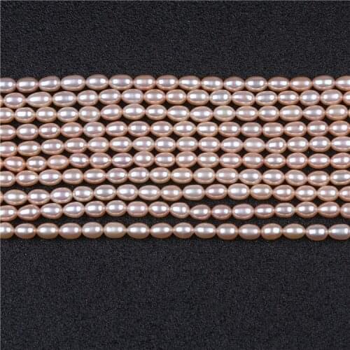 Natural color 5-6mm AA grade rice freshwater pearl strands