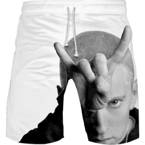 2020 new popular Eminem 3D printed beach shorts mens fashion 3D summer Eminem casual Harajuku hip hop 3D pattern casual shorts