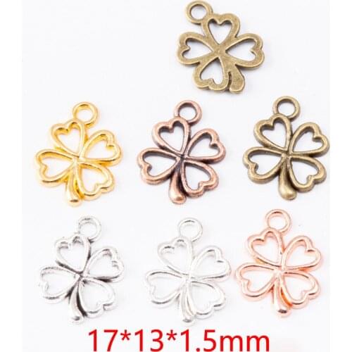 20PCS/Lot Pendants Silver Color Alloy Lucky Clover Charms For DIY Bracelet Necklace Jewelry Making DIY Jewelry Findings