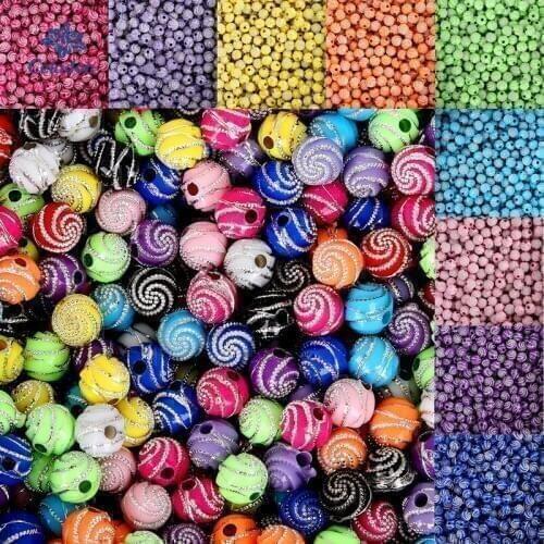 Approx 100pcs/lot 8mm Bright Color Screw Shiny Acrylic Beads Loose Spacer Beads for Bracelet Jewelry Making Findings