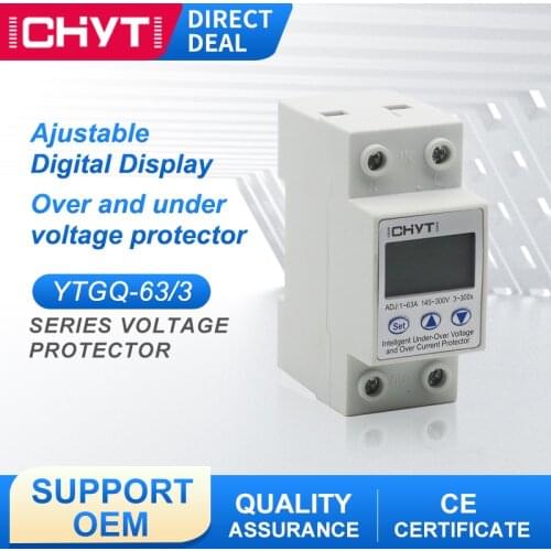 ICHYTI 1-63A Adjustable140-300V Over Voltage And Under Voltage Protector LED Display Protection Relay With Voltmeter