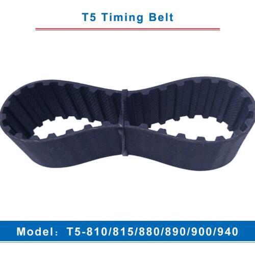 T5 Timing Belt Model T5-810/815/880/890/900/940 Rubber Belt Teeth Pitch 5mm Transmission Belt Width 10/15/20/25/30/35/40/45/50mm