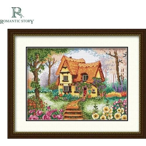 Romantic Story Spring Village Scenic Home Decoration Cross Stitch Handmade Needlework DMC Cross-Stitch For Embroidery Kits