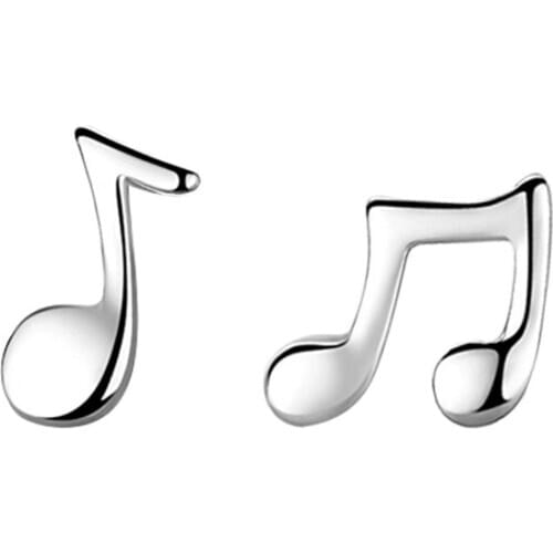 Korean Version Asymmetric Musical Note Earrings Female Trend Creative Beating Music Symbol Silver Colour Ear Jewelry