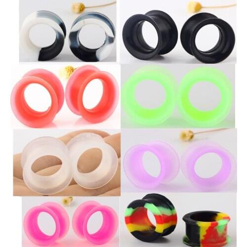 8 pairs Silicone Ear Plugs and Tunnels Ear Piercings Earlets Screwed Earring Expander Ear Gauges Body Jewelry Piercings