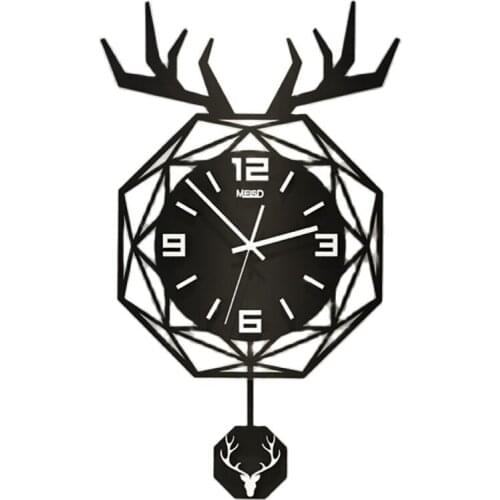 Nordic Deer Head Large Wall Clock Modern 3d Silent Living Room Creative Luxury Wall Watches Home Decor Duvar Saati Gift Ideas