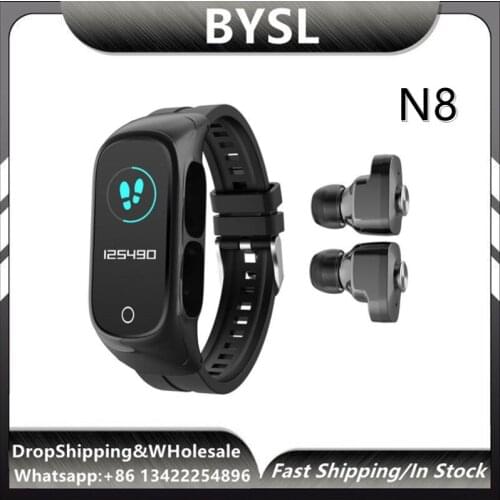 N8 Smart Watch 2 In1 Multifunctional Wireless TWS Bluetooth Earphone Bracelet Fitness Tracker Wristband Headset For Men Women