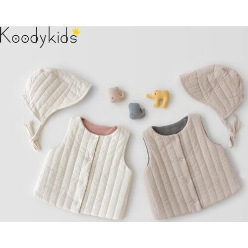 Koodykids Autumn Toddler Baby Girl Boy Vest Warm With Hat Vest Boy Quilted Vest Grils Baby Wear Clothes Kids Clothes Spring