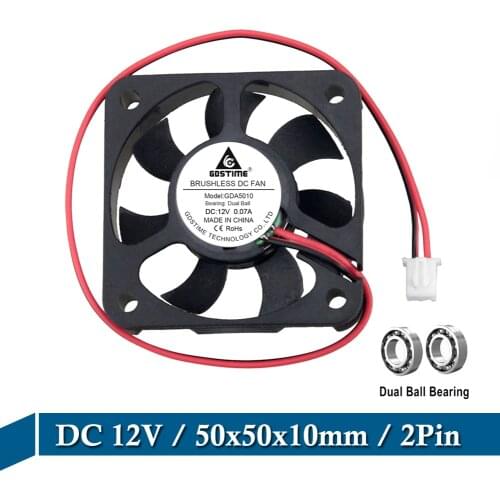 1 Pieces 12V 5010 50mm Fan Dual Ball Bearing 50x50x10mm Fan 50*10mm Cooling Fans 5cm PC CPU Laptop Computer Cooler Fan Heatsink
