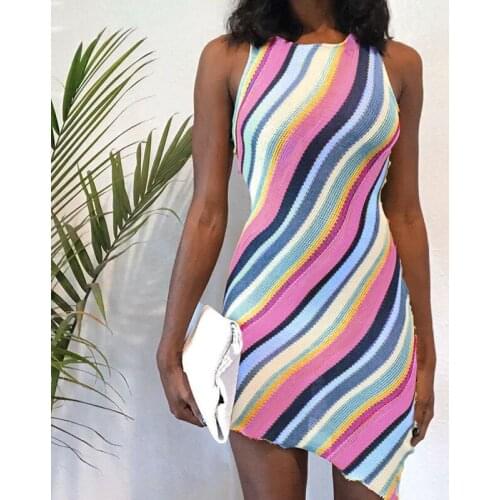 Women Dresses Autumn Mini Dress Slim Bodycon Sexy Beach Dress Women Temperament Streetwear Sleeveless Festival Clothing 2021