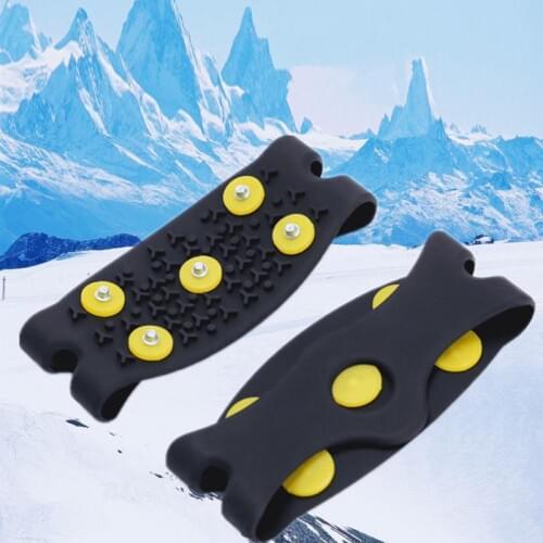 Winter Crampons Shoes Silicone Anti Slip Snow Ice Climbing Spikes Grips Crampon Cleats 5-Stud Shoes Cover Sport Shoe Cover