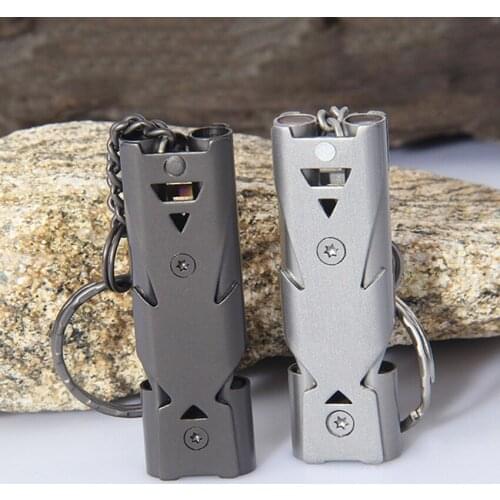 1pc Outdoors High Decibel Portable Keychain Whistle Stainless Steel Double Pipe Emergency Survival Whistle Multifunction Tools