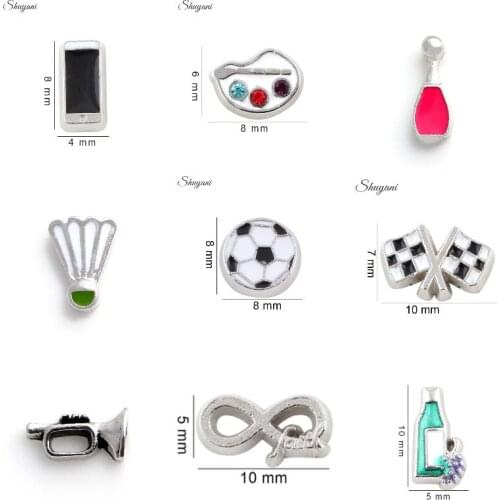 F317 Enamel White&Black Alloy Sports Soccer Charms For Floating Locket Charms 8*8mm