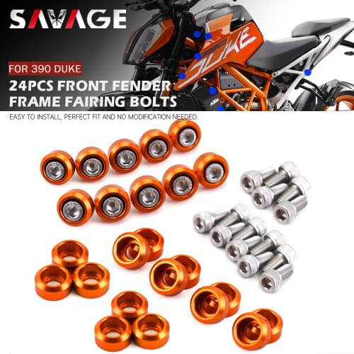 24pcs Front Fender Frame Fairing Bolts For 390 DUKE 2018 2019 2020 Motorcycle Radiator Fuel Tank Engine Guards Washer Screws
