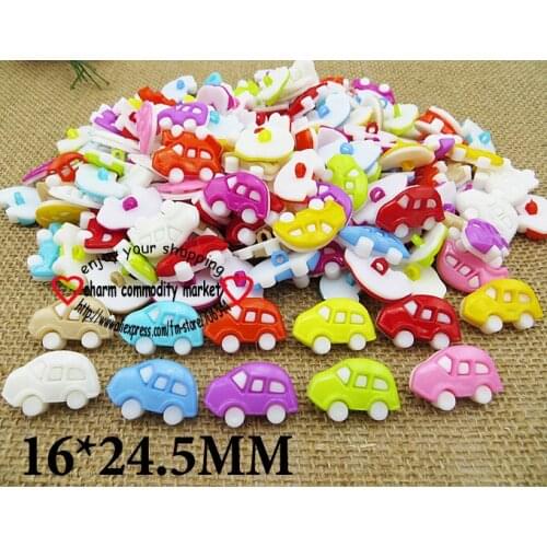 30PCS Mixed Single Car Button Dyed Plastic Cartoons Bus Buttons Coat Boots Sewing Clothes Accessory P-086