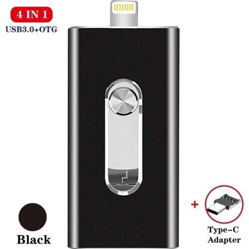 4IN1 Metal USB Flash Drive 128gb cle usb OTG Pen Drive 32gb 64gb Usb3.0 Flash Disk for iPhone X/8 Plus/8/7 Plus USB Memory Stick