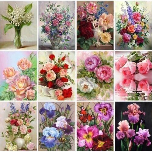 Fashion 5D Diy Painting Diamond Embroidery Flowers Cross Stitch Christmas Home Decor