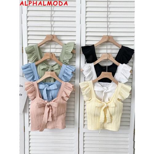 ALPHALMODA Women's Cropped Tank Tops