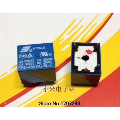 Free Shipping 100% new original relay 10pcs/lot SRD-48VDC-SL-C 48V 5PIN 10A