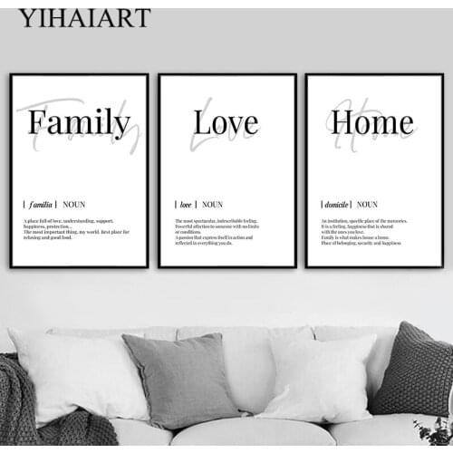 Black White Quotes Canvas Wall Print Family Love Motivational Poster Art Painting Simplicity Picture Modern Living Room Decor