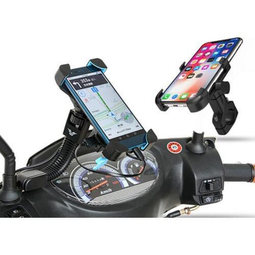Electric motorcycle phone holder smartphone GPS support telephone scooter handle mirror shockproof bracket
