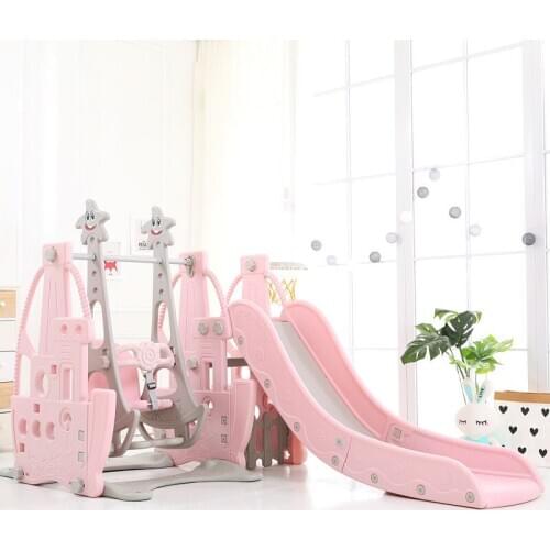 IMBABY Children Indoor Slide With Music Multifunctional Household Baby Slide Swing and Ball Frame Combination Kids Birthday Gift