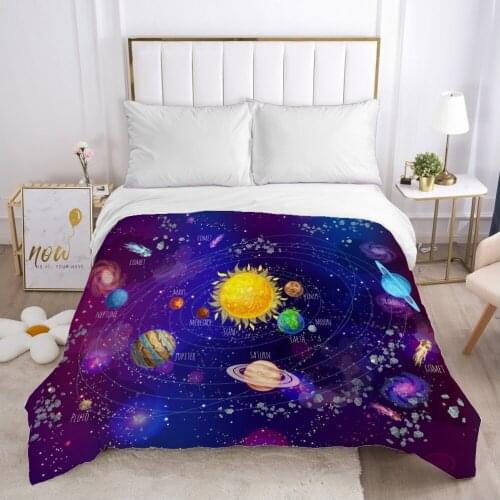 Cartoon space astronaut Childrens Duvet cover Quilt/Blanket/Comfortable Case Bedding for kids baby boy girls for Home purple