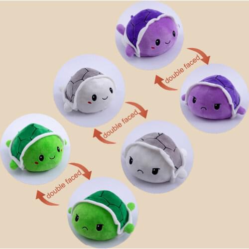 Double Faced Tortoise Plush Stuffed Cute Two-Side Animals Turtle Toy creative kids Toys Birthday Christmas Gift for Child