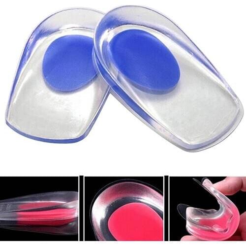 Gel Shoes Insoles Cushion Heel Cup Massage Pads Inserts Heel Pain Spur Silicone