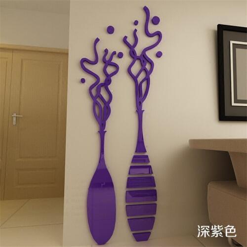 Hot New 8 Colors Double Vase 3d stereo acrylic crystal wall sticker Flower vase living room sofa TV backdrop wall stickers Cheap