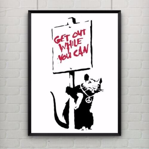 Canvas Painting Poster Provocative Humor Wall Picture,NEW Canvas Art Rat by Banksy Print Graffiti Art Modern Art ,No frame