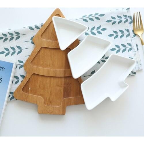 Christmas Tree Shaped Ceramic Dishes Porcelain Plates Tableware Dinnerware Salad Cake Fruit Dessert Candy Snack Plates 04411