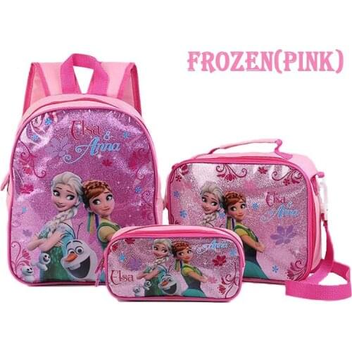 3pcs Frozen Elsa Sophia Childrens School Bag Waterproof Backpack Shoulder Bag Satchel Pencil Case Kids Handbag Cute Book Bag
