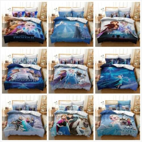 Bedding Set Kids Disney Frozen 2 Elsa Anna Cartoon Bed Set Luxury Pillow Cases Cartoon 3D Quilt Cover Soft Bedspreads Gifts