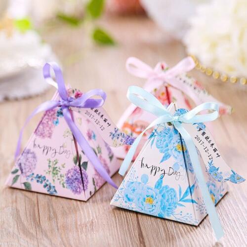 Candy box bag chocolate paper gift box Pyramid design for Birthday Wedding Party Decoration craft DIY favor baby shower