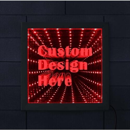 Fashion Custom Infinity Mirror Gift Idea Custom Order Your design Your logo Customize Lighted Mirror Personalized Wall Art Frame