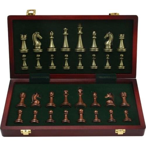 Primium Metal Chess Set Luxury Matte Chessboard Educational Brain Training Folding Board Games Table Kids Professional Gift Toys
