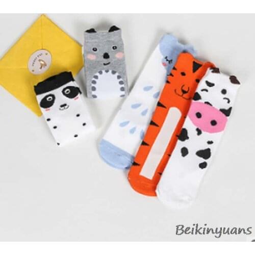 Children spring autumn period boy socks cotton sock baby girl floor socks kid students cartoon socks knee high leg warm