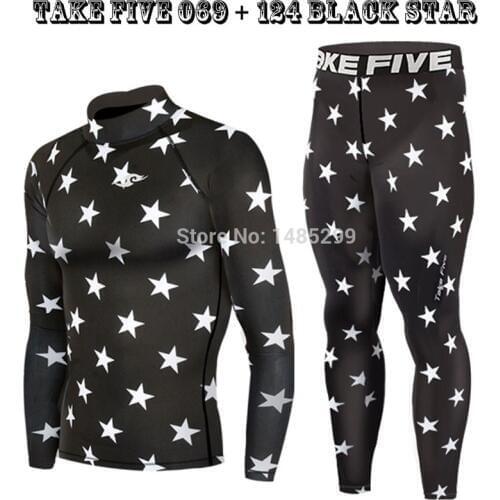 Newest Edition Take Five Mens Skin Tight Compression Base Layer Camo Running Shirt With Pants -069-124