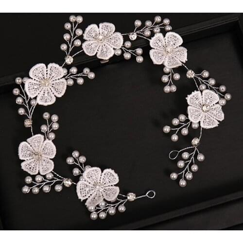 New style bridal accessories Korean lace, flowers, pearls, braided hair band, headwear, white wedding dress, accessories